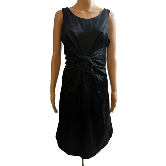 Teri Jon by Rickie Freeman Black Silk A Line Dress Formal‎ Cocktail 10 - Picture 1 of 7
